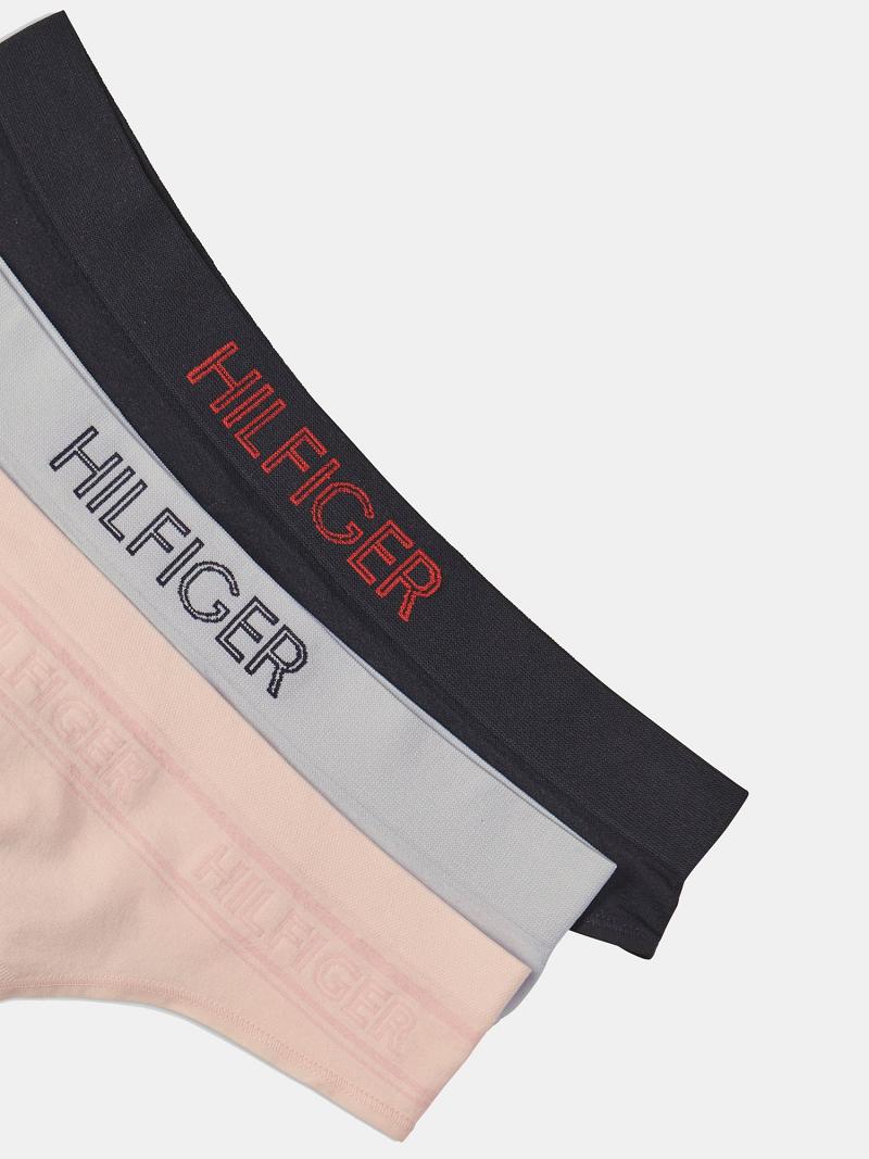 Női Tommy Hilfiger Seamless 3PK Thongs Rózsaszín | HU 576OKI